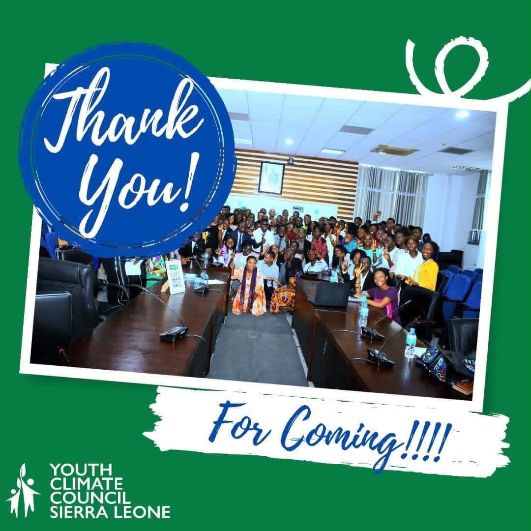 Thank-you graphic from the Youth Climate Council Sierra Leone featuring delegates